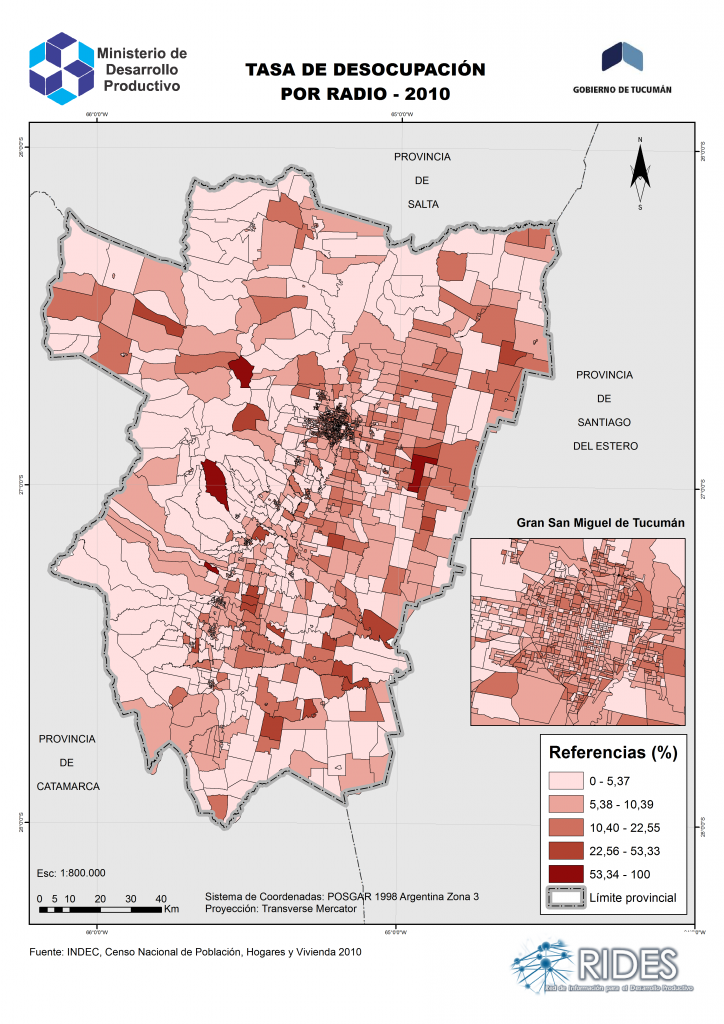 Imagen del Mapa de Tasa de Desocupación – 2010 – Prov. de Tucumán