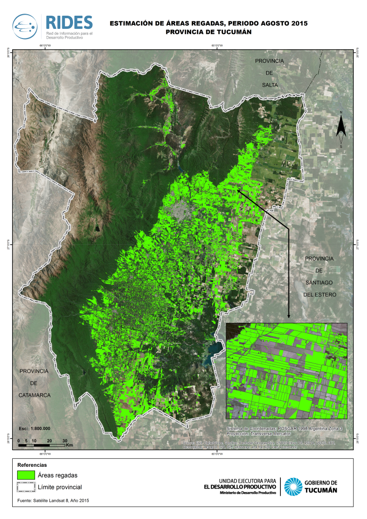 Imagen del Mapa de Áreas Regadas – Prov. de Tucumán