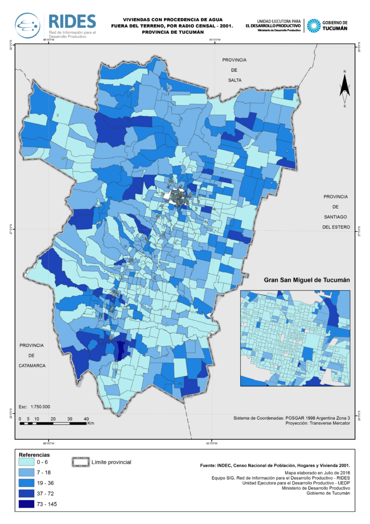 Imagen del Mapa de Procedencia de agua de la vivienda – 2001 – Prov. de Tucumán