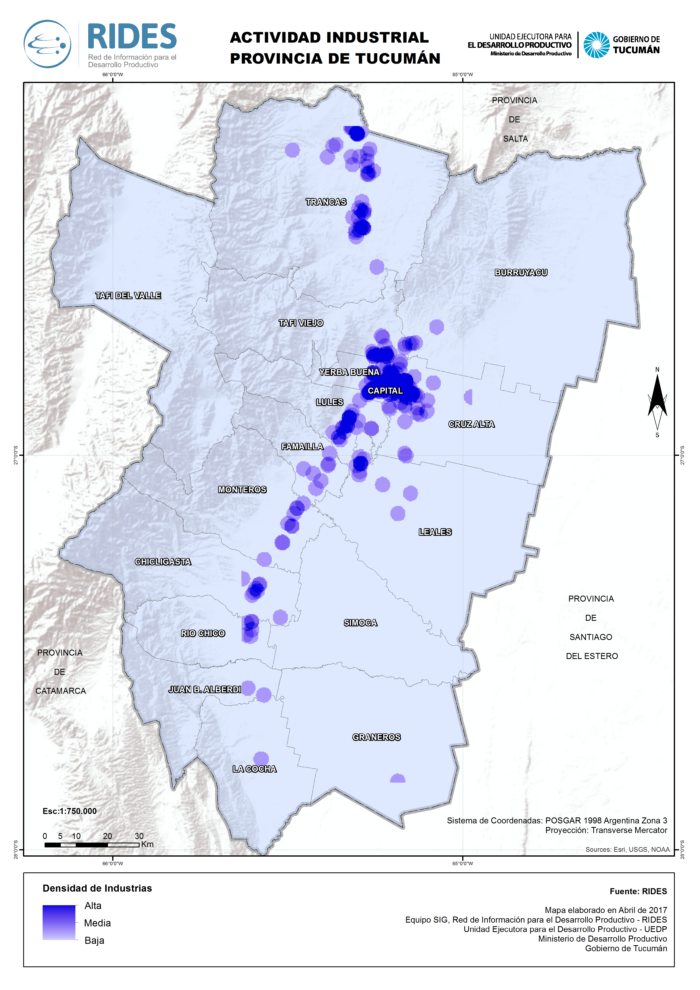 Imagen del Mapa de Actividad Industrial – Prov. de Tucumán