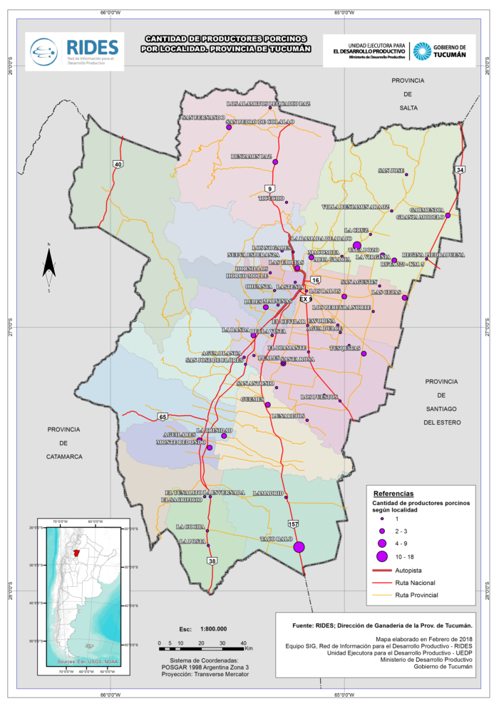 Imagen del Mapa de Cantidad de Productores Porcinos por localidad – Prov. de Tucumán