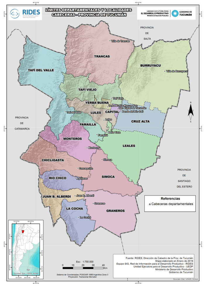 Imagen del Mapa de Límites departamentales y  localidades cabeceras