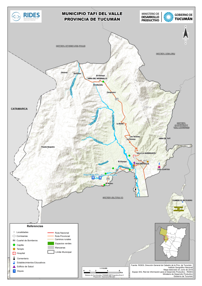 Imagen del Mapa de Municipio de Tafí del Valle – Prov. de Tucumán