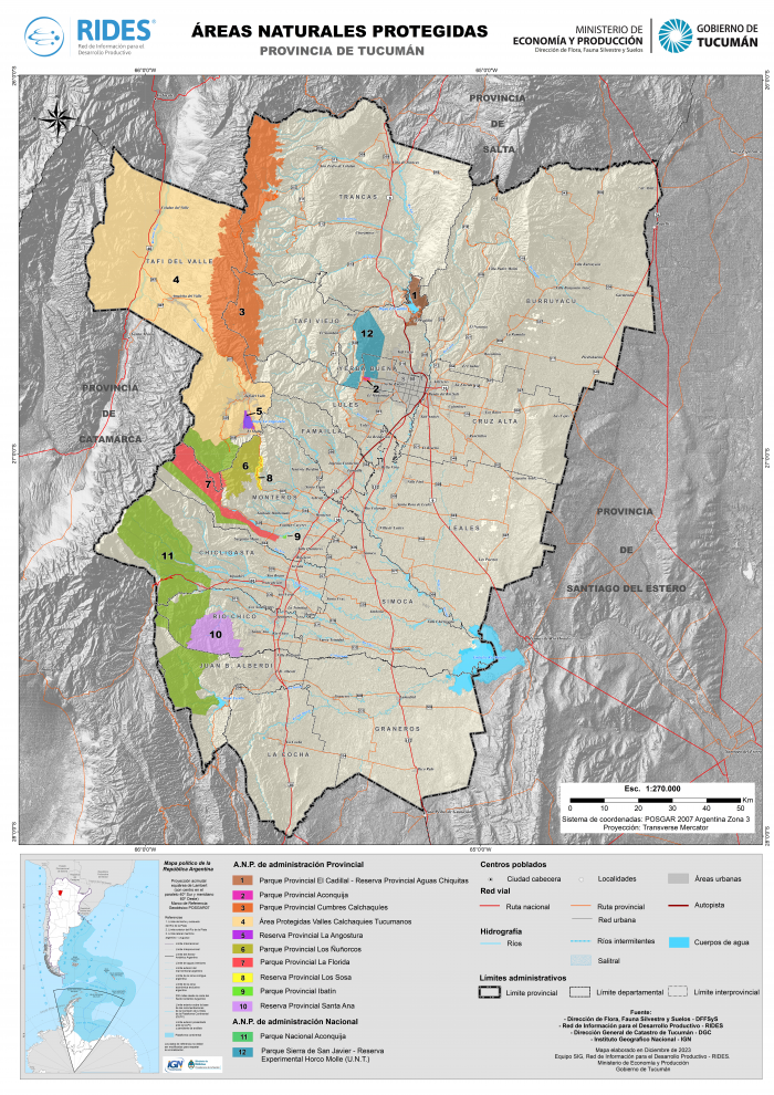 Imagen del Mapa de Áreas Protegidas Naturales de Tucumán